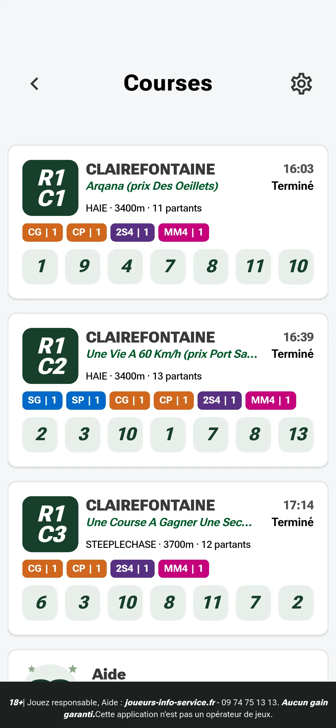Capture d'écran d'une analyse de course SignalTurf